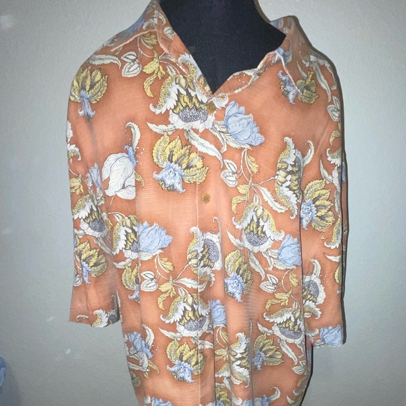 TOMMY BAHAMA Silk Hawaiian Floral Mens Casual Button Front Short Sleeve Top XL - Picture 2 of 14